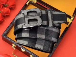 Belt Burberry Plaid with Metal B Buckle BY007