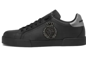 Calfskin nappa Portofino sneakers with crown patch Black
