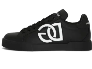 Calfskin Portofino sneakers with DG logo Black