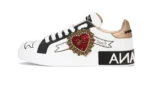 Calfskin Portofino sneakers with embroidery White