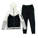 Conjunto NIKE TECH Fleece «Negro Blanco» Algodon Real