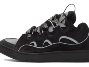 Curb Trainers In Black Leather